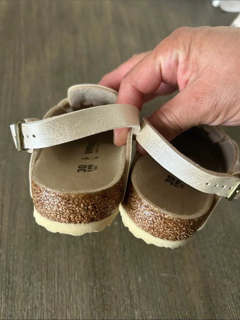 Birkenstock Kids Metallic Cream Slip-On Clogs, Size C12, New.
